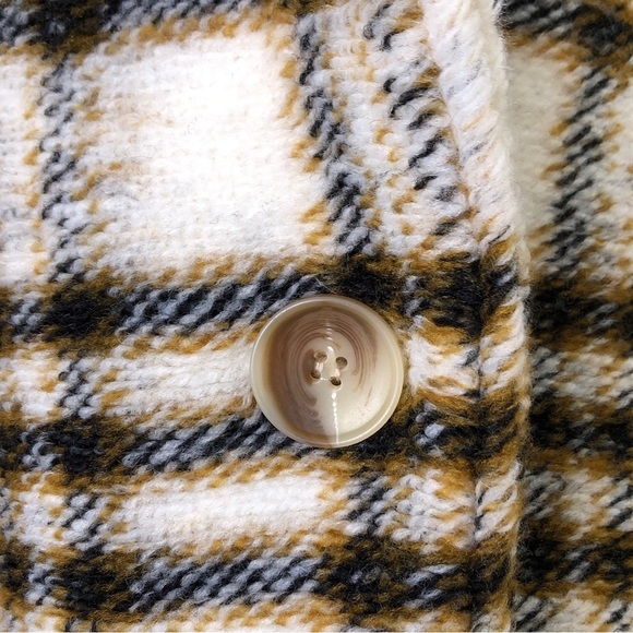 Blank NYC Rustic Cream Mustard Plaid GO AHEAD Button Down Jacket Coat L - Picture 7 of 8